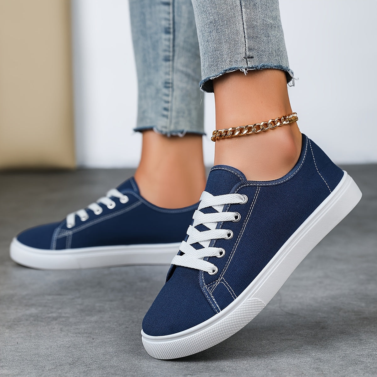 Damen Freizeit-Sneaker mit Schnürung – Bequeme Low-Top Schuhe für Alltag und Freizeit