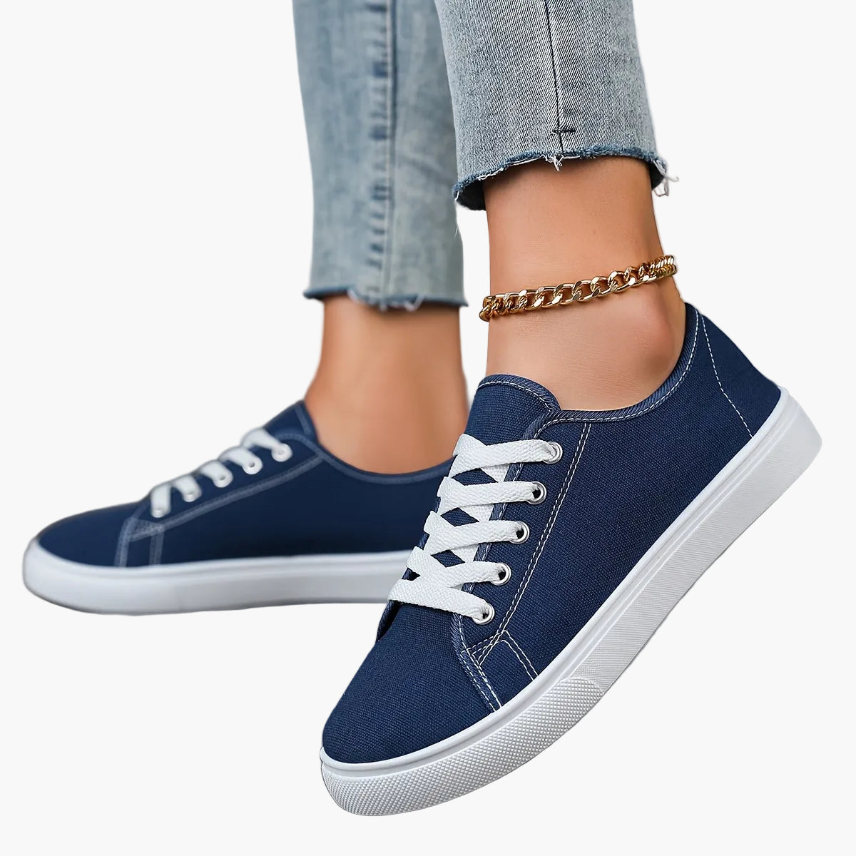 Damen Freizeit-Sneaker mit Schnürung – Bequeme Low-Top Schuhe für Alltag und Freizeit