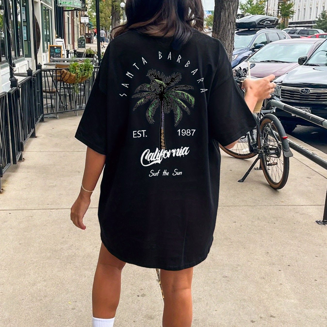 Damen Oversized T-Shirt Santa Barbara California Retro Streetwear – Lässiges Sommer Design