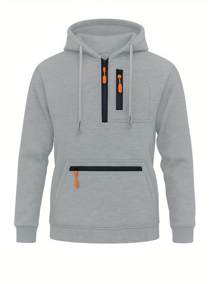 Herren Hoodie mit Reißverschluss, Kängurutasche und Kapuze