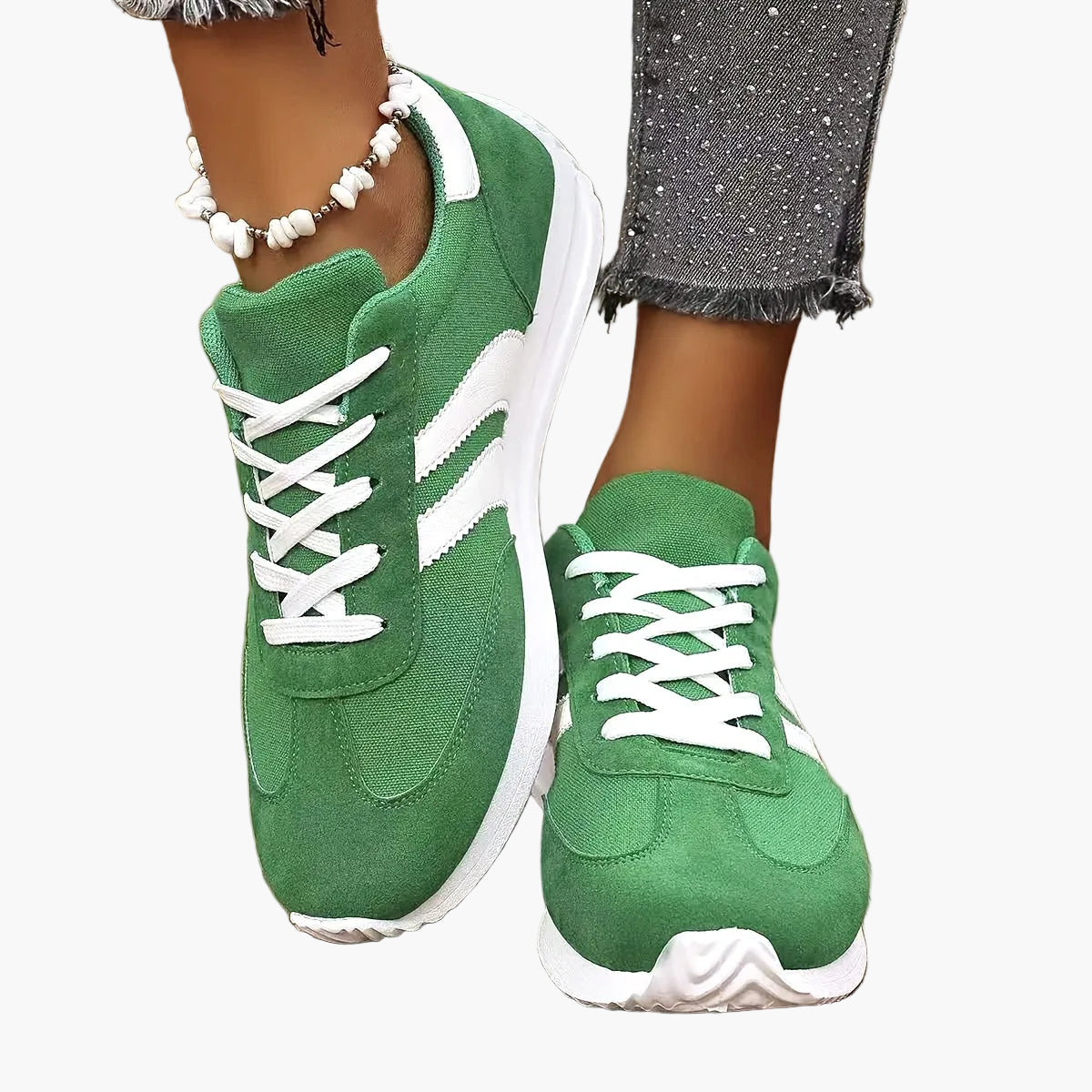Damen Sneaker Retro-Look Freizeit Komfortschuh für Alltag & Sport
