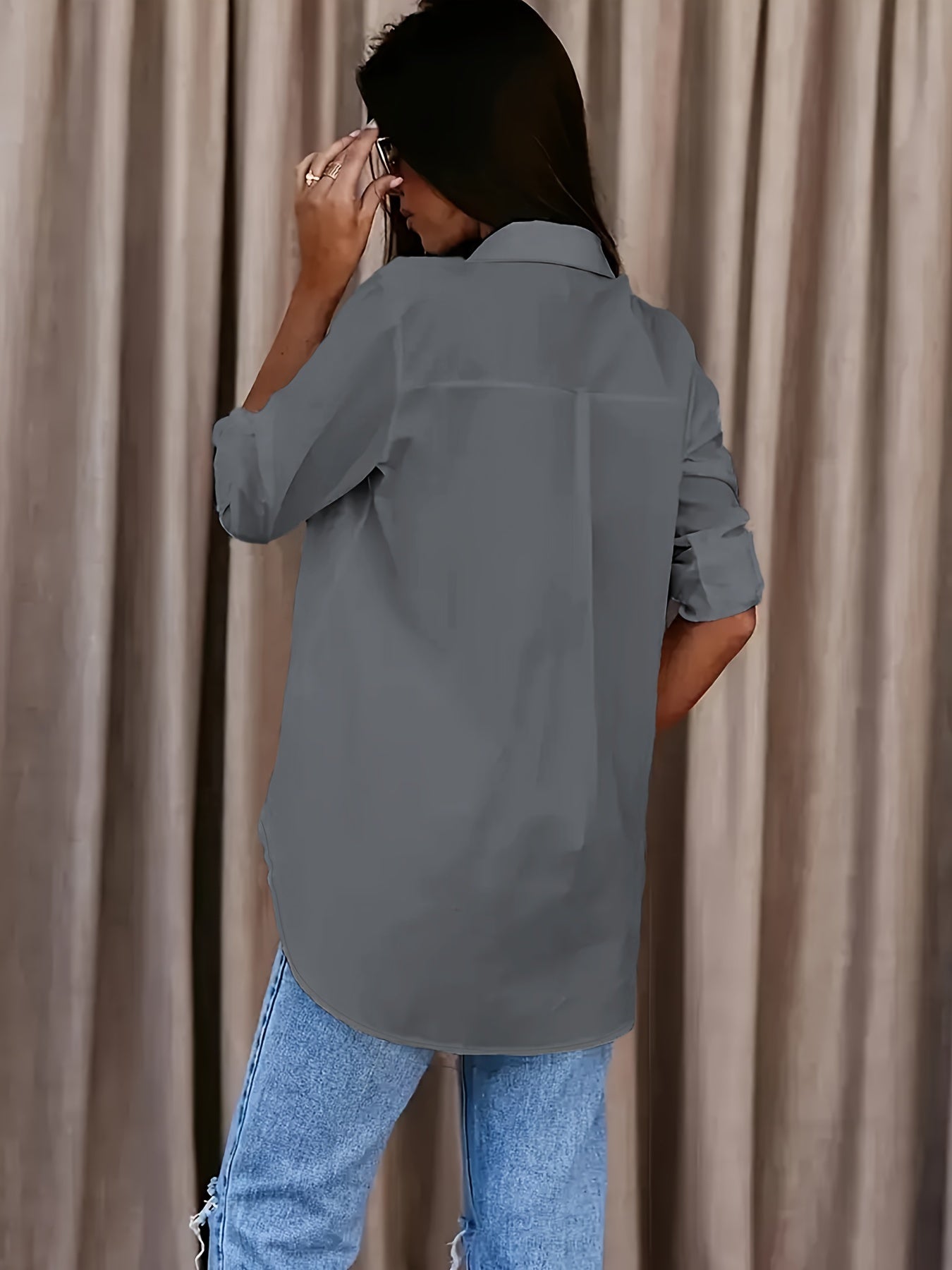 Damen Langarm Bluse im lässigen Hemdblusen-Stil – Perfekt für Alltag und Büro