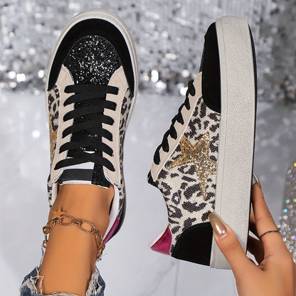 Damen Sneaker mit Glitzerstern – Modische Freizeitschuhe für Alltag & Party