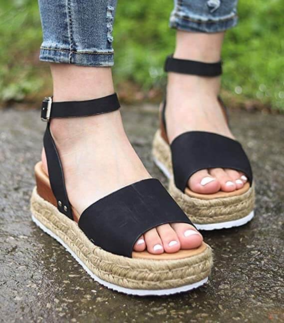 Damen Espadrille Plateau-Sandalen mit Knöchelriemen – Modische Sommerschuhe für Alltag und Urlaub