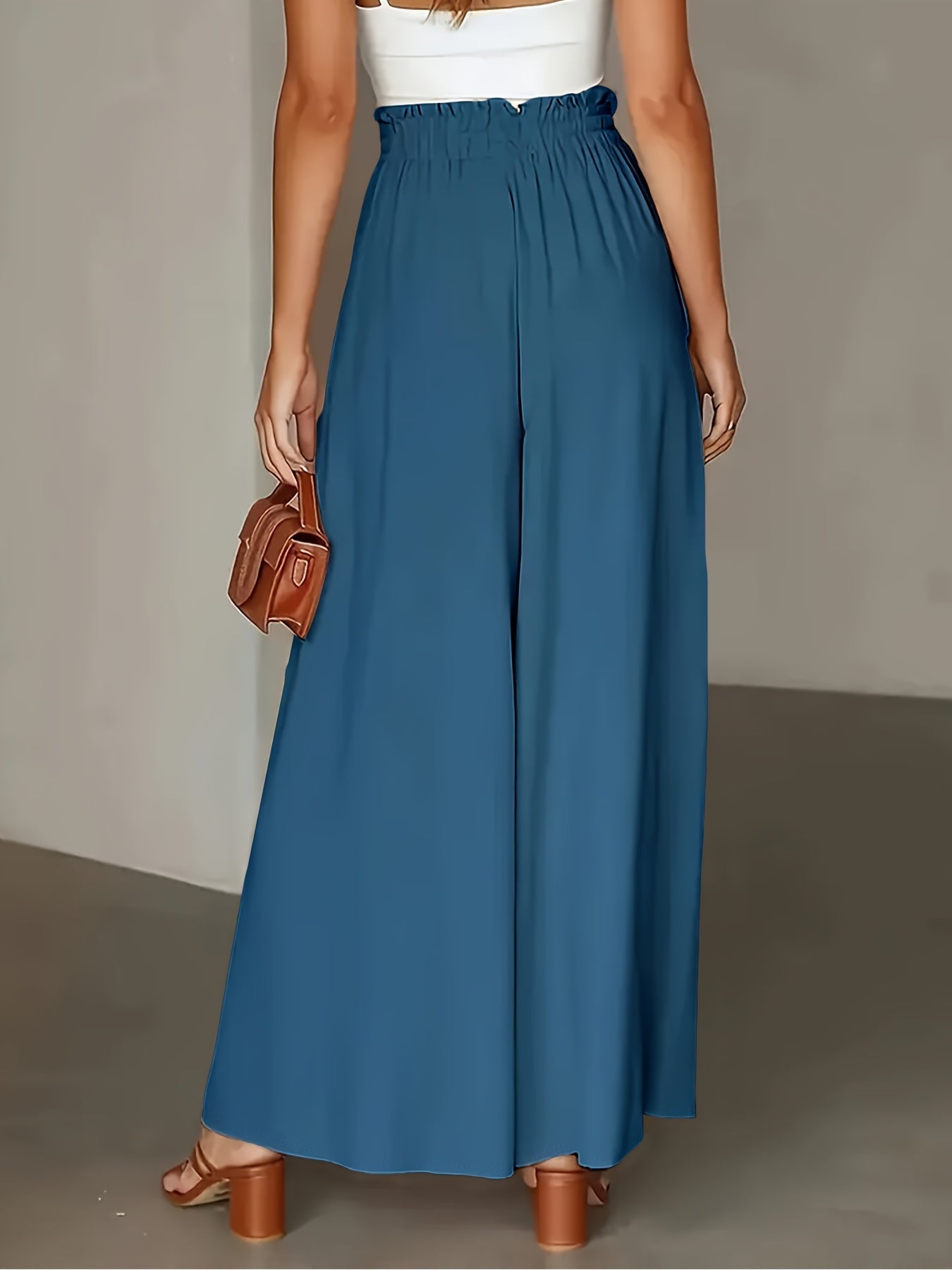 Damen Palazzo-Hose mit weitem Bein und Paperbag-Bund – Eleganter, fließender Stil für besondere Anlässe