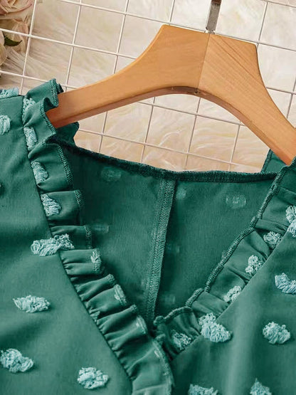 Damen Bluse Elegant mit Volants und Rüschenärmeln – Perfekt für Freizeit & Büro