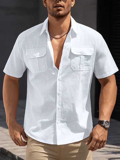 Herren Kurzarm Freizeithemd mit Brusttaschen – Legerer Sommer Style für Alltag und Urlaub