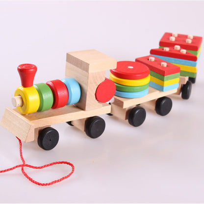 Holz Lernspielzeug Zug für Kinder – Stapelbares Sortierspiel ab 1 Jahr