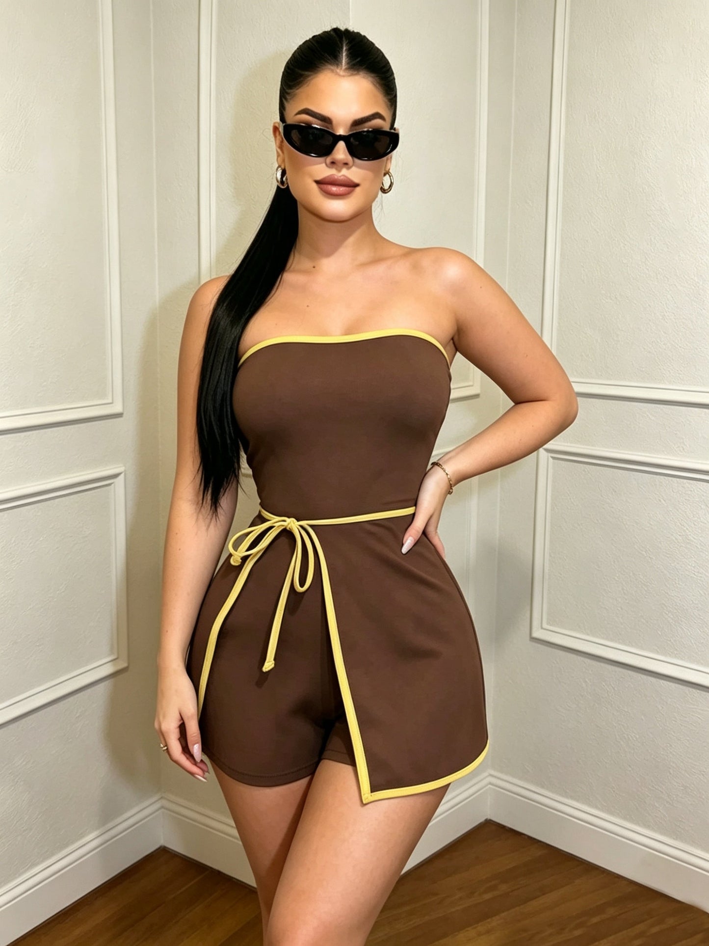 Damen Jumpsuit Bandeau Stil Elegant für Abend und Party