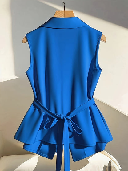 Damen Business Weste Elegant Modern mit Taillengürtel – Stilvolle ärmellose Blazerweste für Büro & Anlassmode