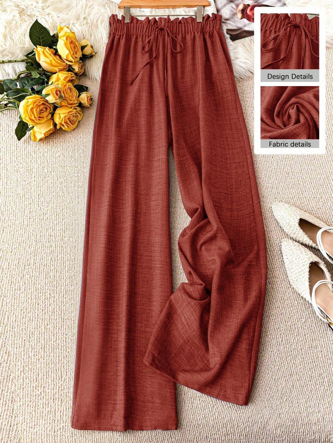 Damen Weite Freizeithose mit Kordelzug – Luftige Loungehose für Alltag und Urlaub