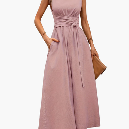 Damen Jumpsuit Elegant Ärmellos mit Bindegürtel für Sommer und Freizeit