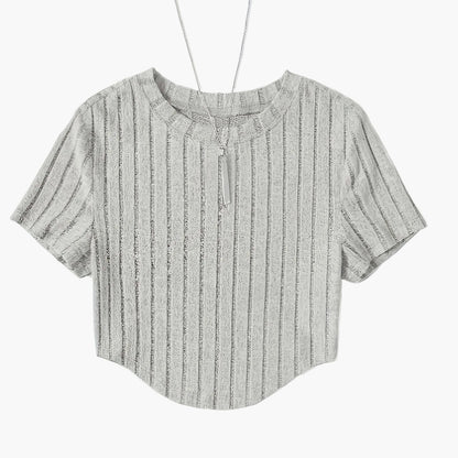 Damen Kurzarm-Ripptop im Casual-Look – Perfekt für Freizeit und Alltag