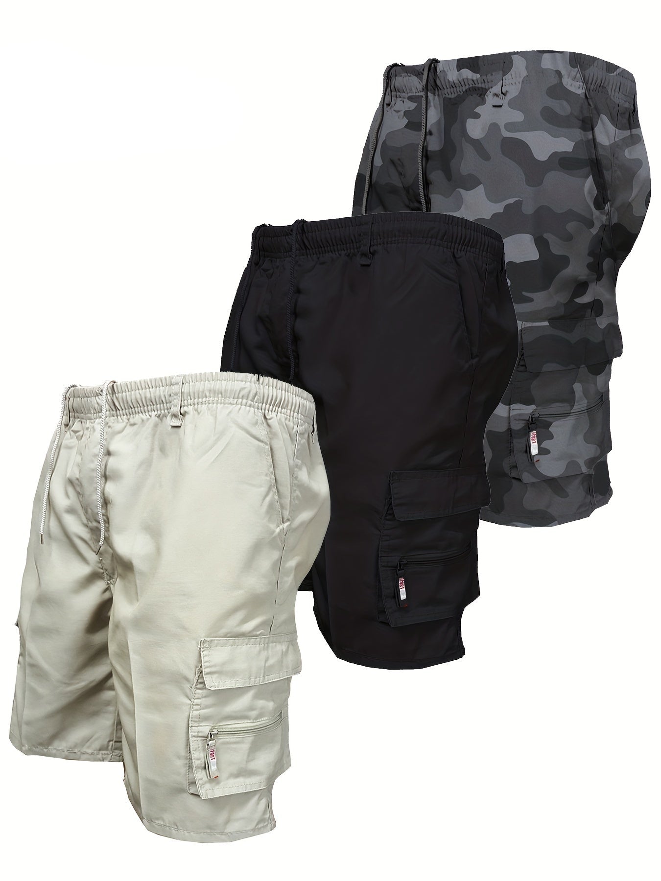 Herren Cargo Shorts 3er Pack – Bequeme Utility Bermudas mit Taschen für Alltag & Freizeit