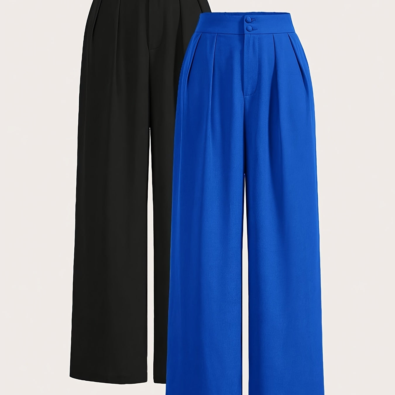 Damen Weite High-Waist Anzughose Elegant mit Bügelfalten Business & Freizeit