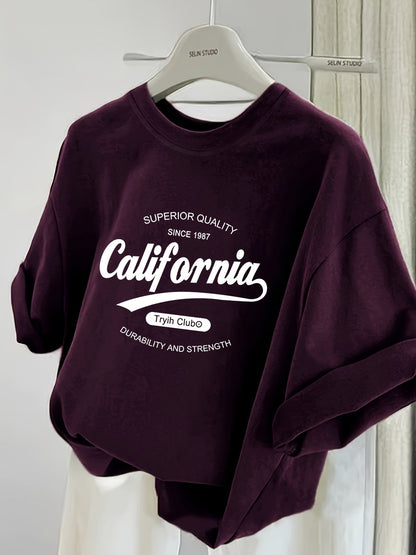 Damen Oversize Graphic T-Shirt California Casual Streetwear