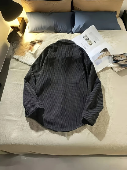 Korduroy Hemdjacke für Damen - Oversize Kordhemd mit Kragen, Schwarz oder Apricot