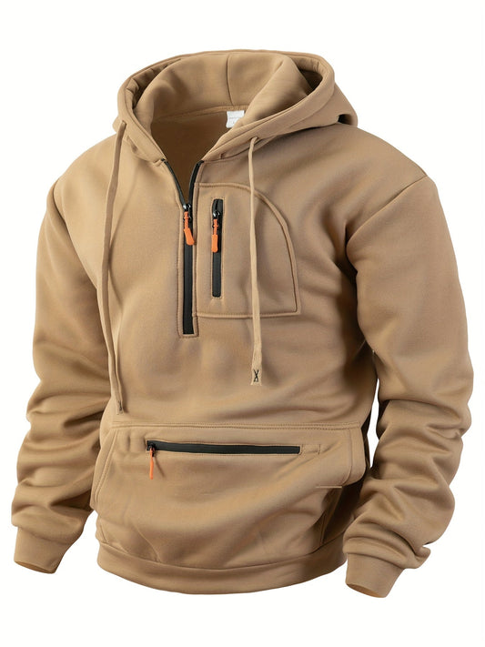 Herren Hoodie mit Reißverschluss, Kängurutasche und Kapuze