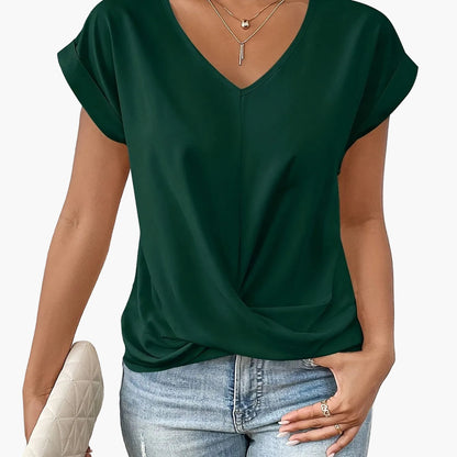 Damen Elegante Wickelbluse mit V-Ausschnitt für Alltag und Büro