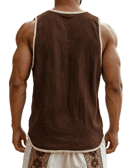 Herren ärmelloses Henley-Shirt Freizeit Top für vielseitige Outfits
