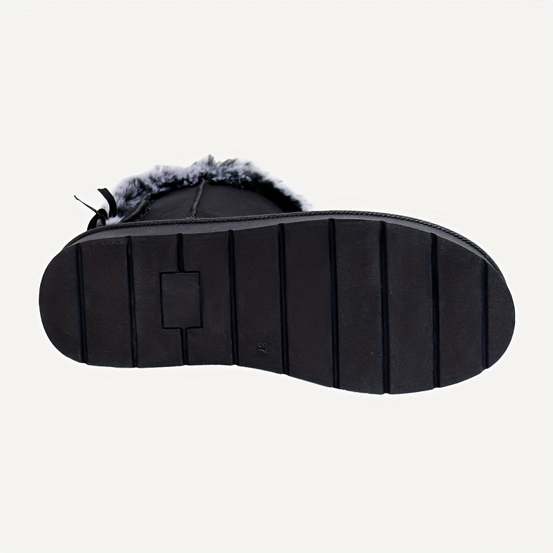 Damen Winterstiefel mit Kunstfell Futter und Schleifen Details