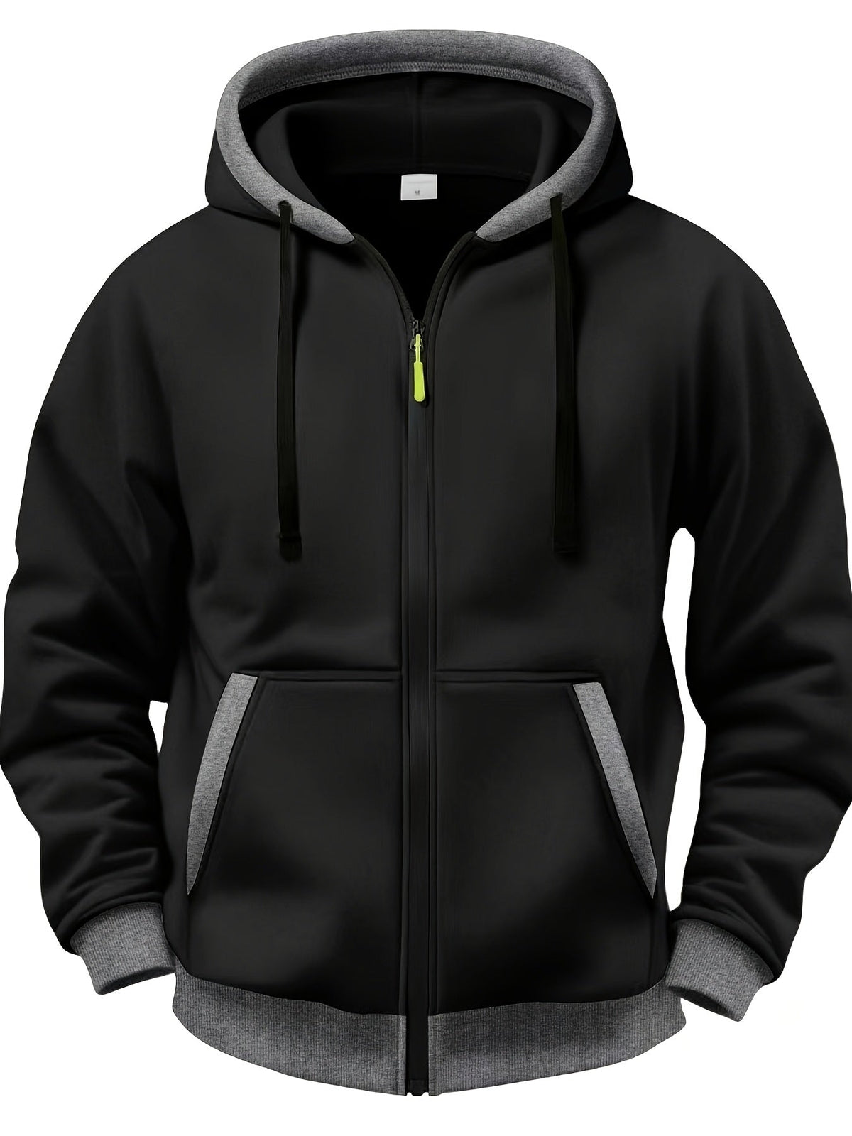 Unisex Kapuzenjacke mit Reißverschluss, kontrastierender Kapuze und Bündchen, seitliche Taschen