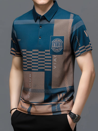 Herren Polohemd Modern Grafikmuster Kurzarm – Stilvolles Freizeitshirt mit Kragen