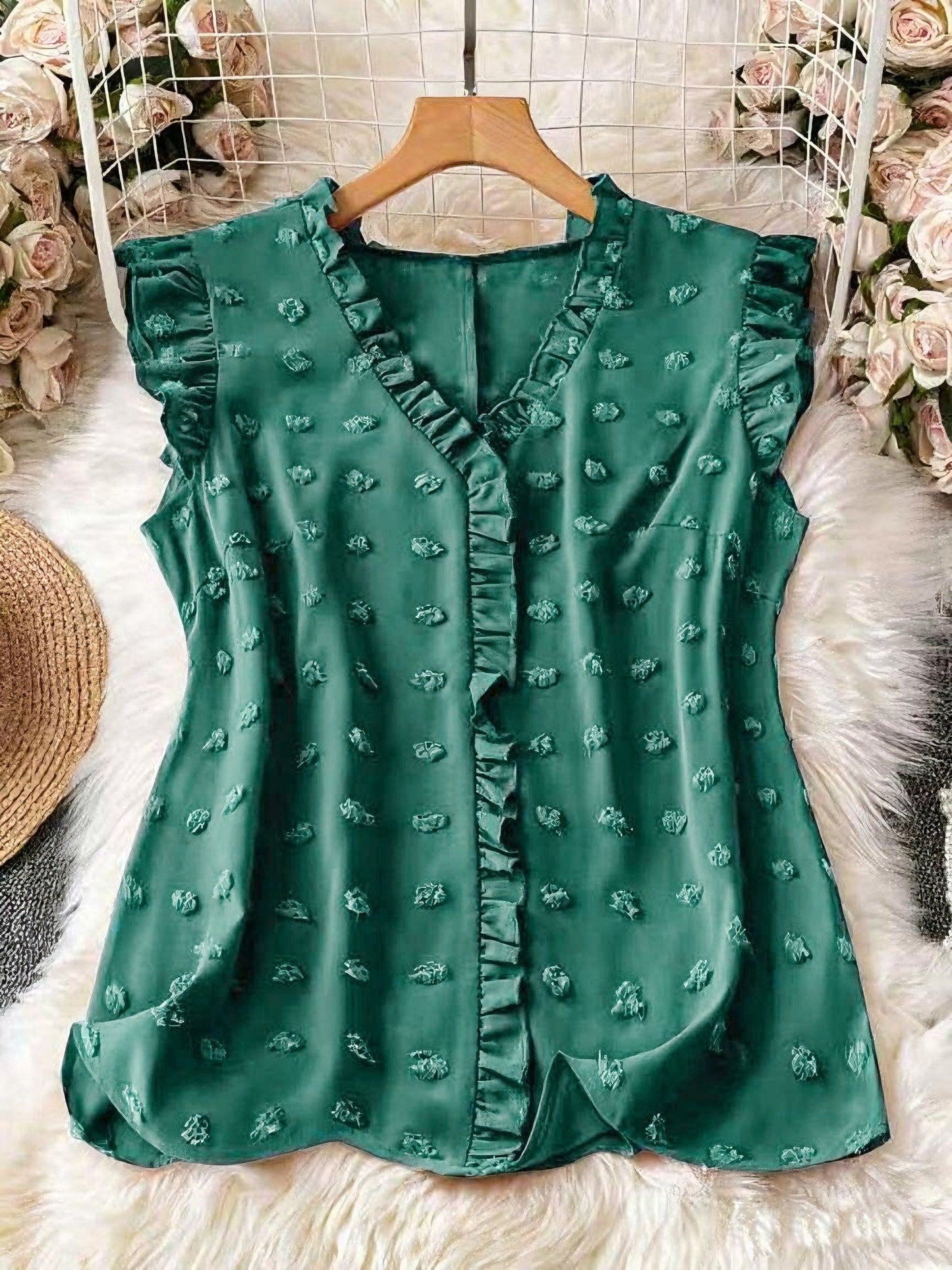 Damen Bluse Elegant mit Volants und Rüschenärmeln – Perfekt für Freizeit & Büro