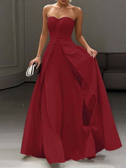 Damen Elegantes Abendkleid mit Bandeau-Design und Knopfleiste – Perfekt für festliche Anlässe