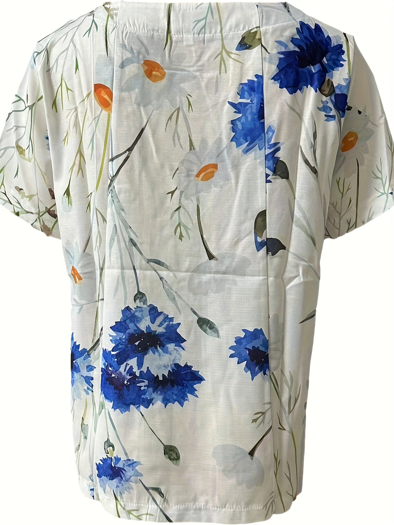 Damen Vintage Bluse mit Blumenmuster und Knopfleiste – Sommer Freizeit Oberteil
