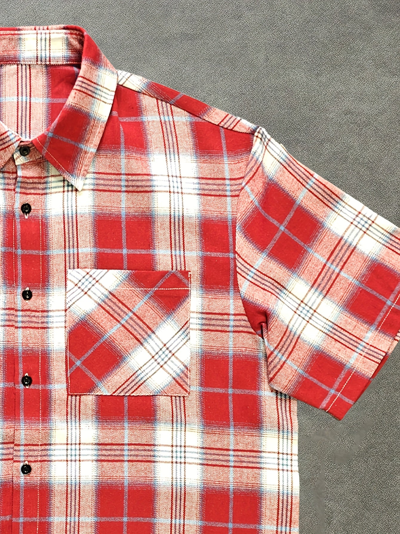 Herren Oversize Karohemd Kurzarm Streetwear Freizeitstil