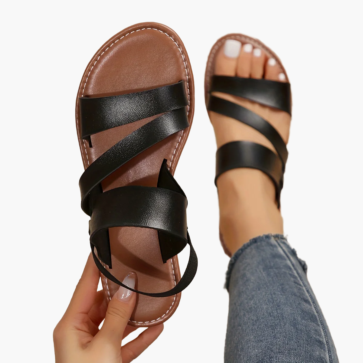 Damen Komfort-Sandalen mit Kreuzriemen – Modische Sommerschuhe für Alltag und Freizeit