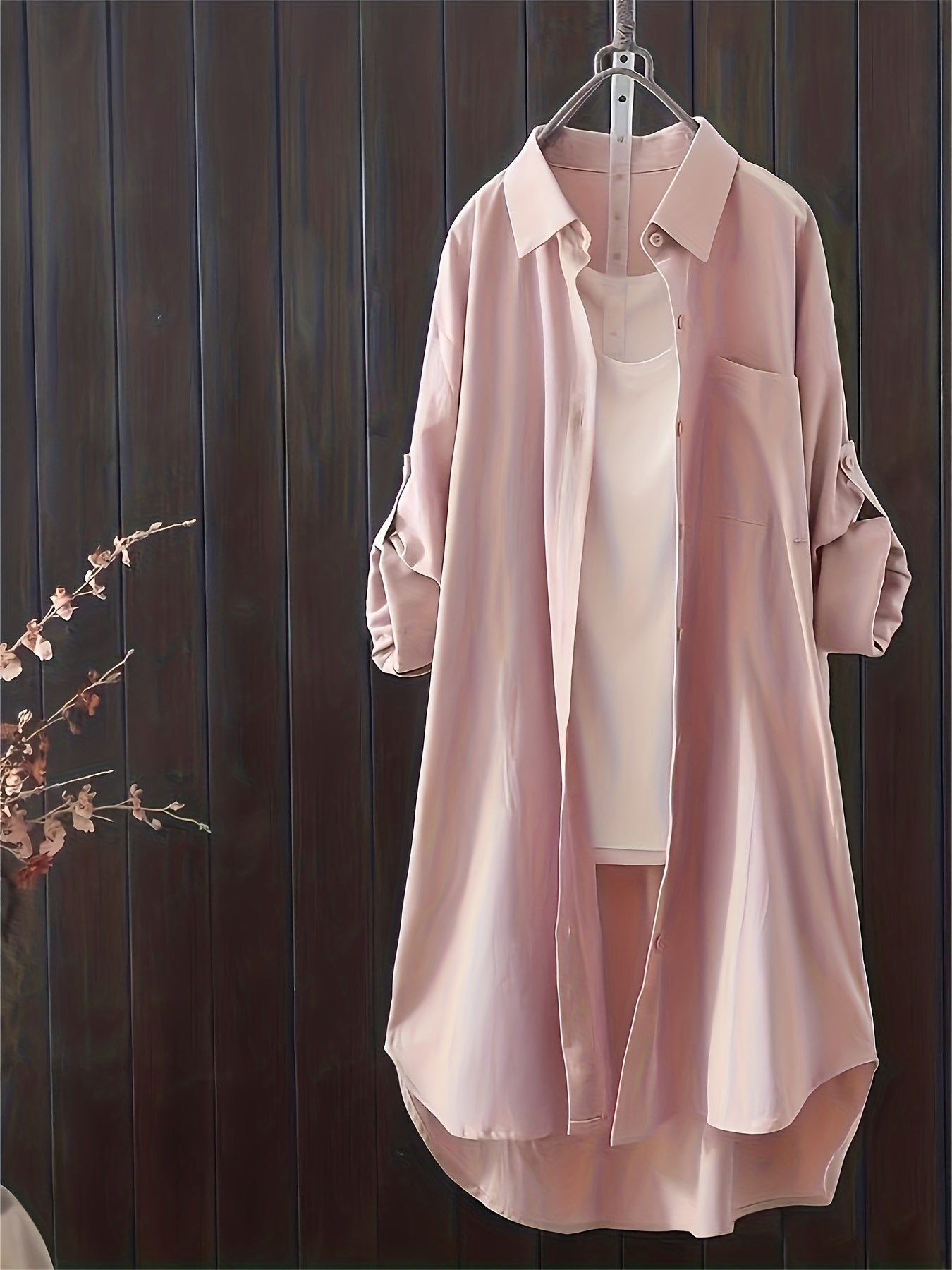 Damen Oversize Hemdblusenkleid mit lässigem Layer-Look – Ideal für Alltag und Büro