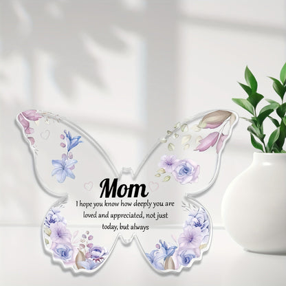 Schmetterling Deko Geschenk für Mutter – Vintage Acryl Tischdekoration mit Blumen – Muttertag, Dankeschön, Wertschätzung