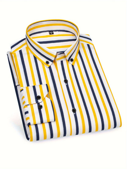 Herren Business-Freizeithemd mit modischen Streifen – Slim Fit, ideal für Büro und Alltag