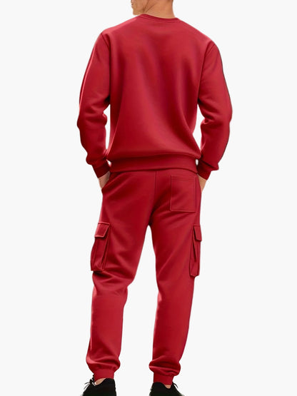 Herren Sweatshirt und Cargo Jogger Set – Bequemes Freizeit-Outfit mit Taschen, Perfekt für Sport und Alltag