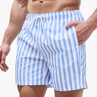 Herren Badeshorts – Gestreifte, lässige Schwimmshorts für Strand und Freizeit