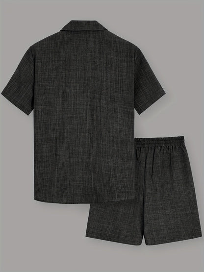 Herren Freizeit Set – Kurzarm Hemd und Shorts, Sommer Outfit, Modern und Bequem