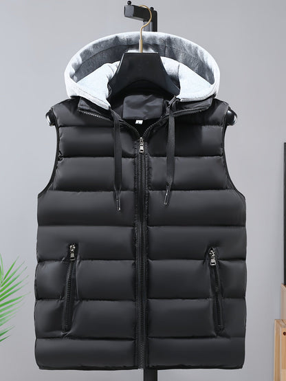 Steppweste mit Kapuze Herren/Unisex Gepolsterte Outdoor Weste Reißverschluss