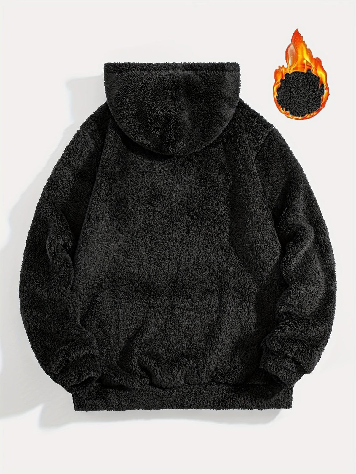 Teddy Fleece Kapuzenpullover für Herren mit Kängurutasche und Kordelzug, flauschiger Hoodie