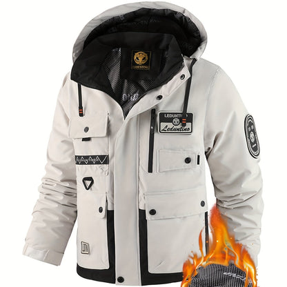 Unisex Winterjacke mit Kapuze Mehrere Taschen wasserabweisend