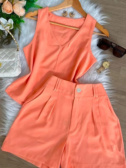 Damen Sommer Set – Elegantes Top und Shorts, Modischer Casual Look für Alltag & Urlaub
