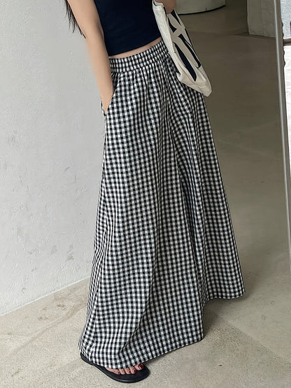 Damen Weitgeschnittene Karohose mit Hoher Taille – Stilvolle Freizeithose für Alltag und besondere Anlässe