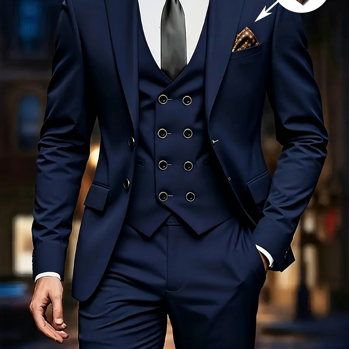 Herren Anzug Set 3-teilig mit Sakko Weste Hose Hochzeitsanzug Business