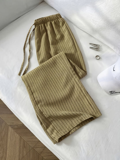 Damen Relaxed Fit Freizeithose mit Streifenmuster – Lässige Komforthose für Alltag und Lounge