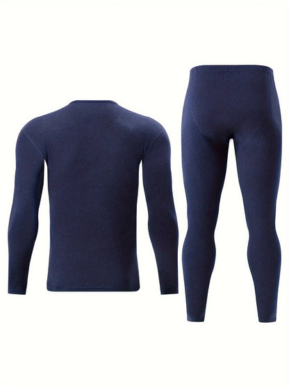 Thermo Unterwäsche Set Herren 2-teilig Langarmshirt & lange Unterhose Basic Warm