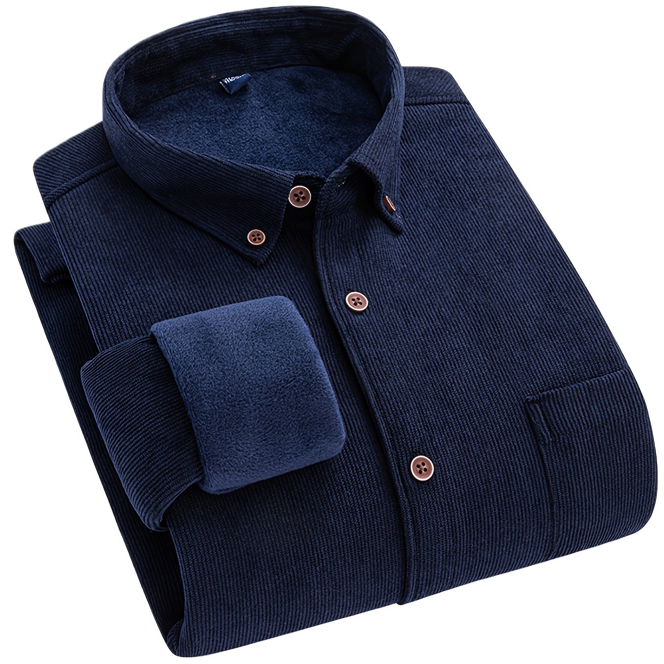 Herren Cordhemd mit Fleecefutter, Langarm, Button-Down-Kragen