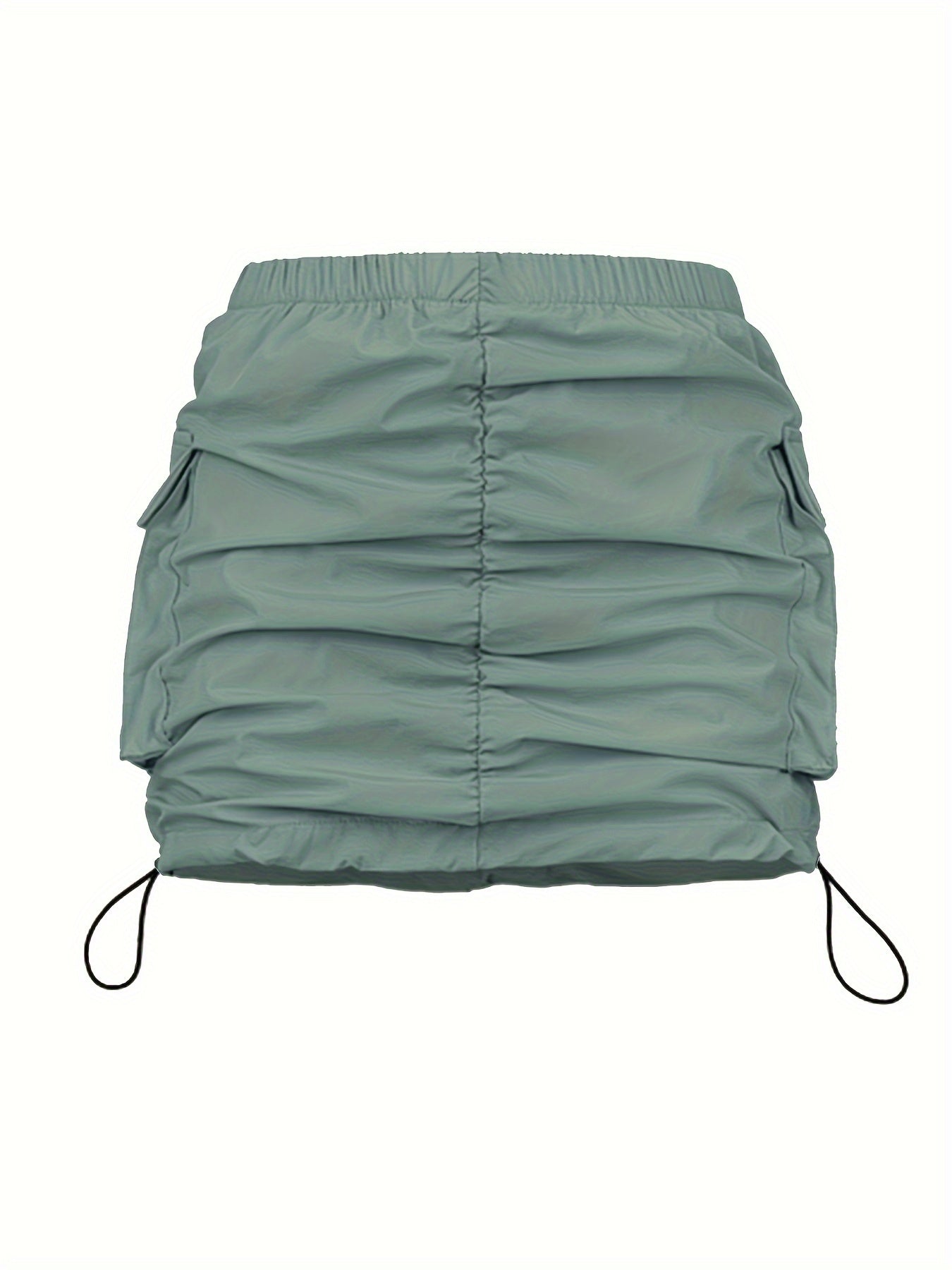 Damen Utility Minirock mit Raffung und Kordelzug – Streetstyle Cargo Skirt