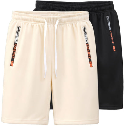 Herren Sportshorts 2er Pack – Bequeme Fitness- und Trainingsshorts mit Reißverschlusstaschen