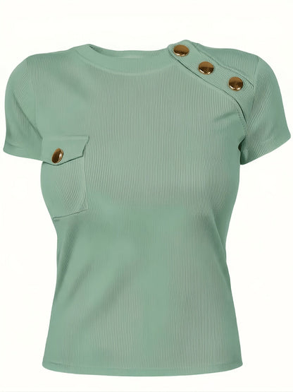 Damen Shirt mit Knopfdetails und modernem Schnitt – Stilvoll und vielseitig für Alltag und Büro